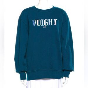 Voight By Valentina Miami Embroidered Teal Unisex Crewneck Sweatshirt M NWOT